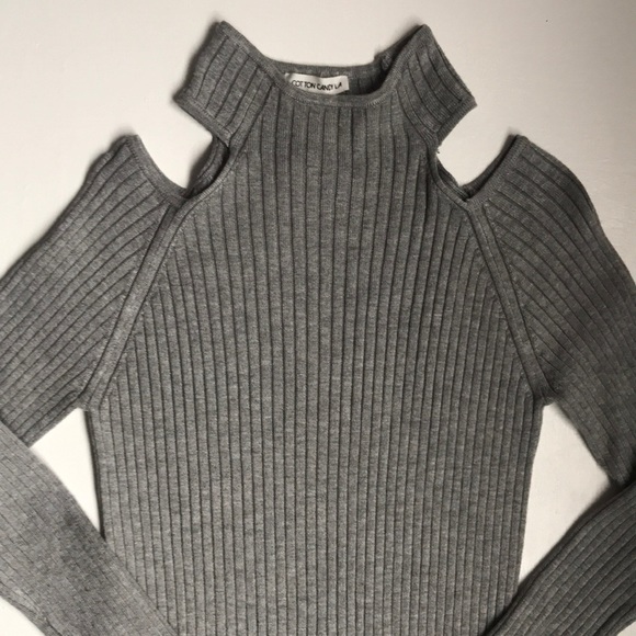 Cotton Candy LA Tops - Cotton Candy LA Ribbed Cold Shoulder Top